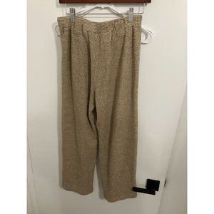 Hypeach Women's Woven Knit Crop Pants, Sandstone Beige, Small